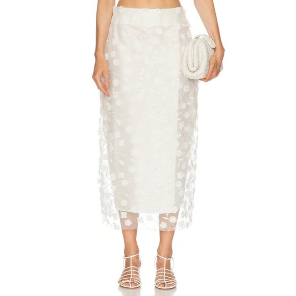 Marlies Grace Heather Skirt White Embellished Floral - Picture 3 of 11